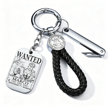 One Piece Wanted Poster Metal Dog Tag Keychain