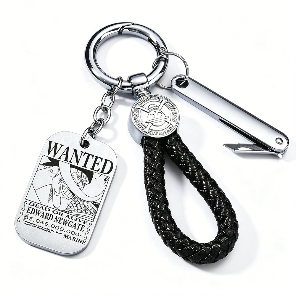 One Piece Wanted Poster Metal Dog Tag Keychain