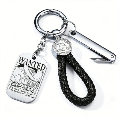 One Piece Wanted Poster Metal Dog Tag Keychain