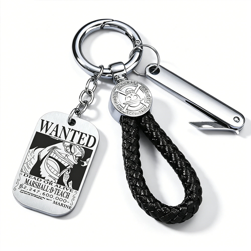 One Piece Wanted Poster Metal Dog Tag Keychain