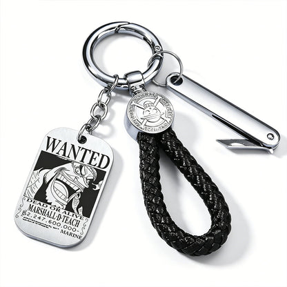 One Piece Wanted Poster Metal Dog Tag Keychain