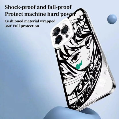 Demon Slayer Black White Manga Panel Phone Case, Tanjiro Mitsuri Muichiro Sketch Art Clear Transparent TPU Shockproof Slim Protective Phone Cover, Kimetsu no Yaiba Anime Manga Phone Shell for iPhone, Demon Slayer Fan Merch Gift