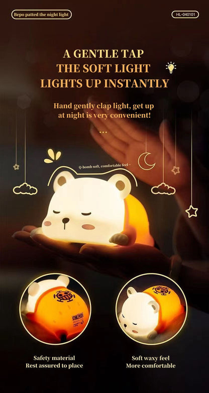 One Piece Bepo Silicone Night Light, Cute Touch Control LED Bedside Lamp, Soft Warm Light Anime Character Night Lamp, Rechargeable Bedroom Decor Light, Collectible Gift for One Piece Fans