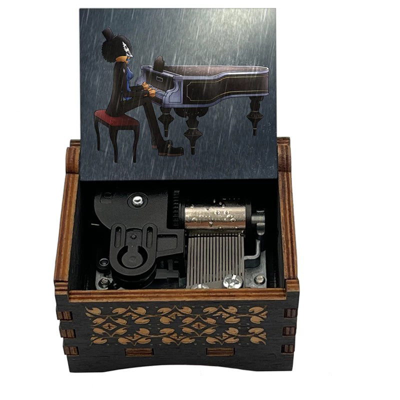 One Piece Monkey D Luffy Roronoa Zoro Nami Sanji Wooden Hand Crank Music Box, Bink's Sake Melody Collectible Decor Music Box Gift for Anime Fans