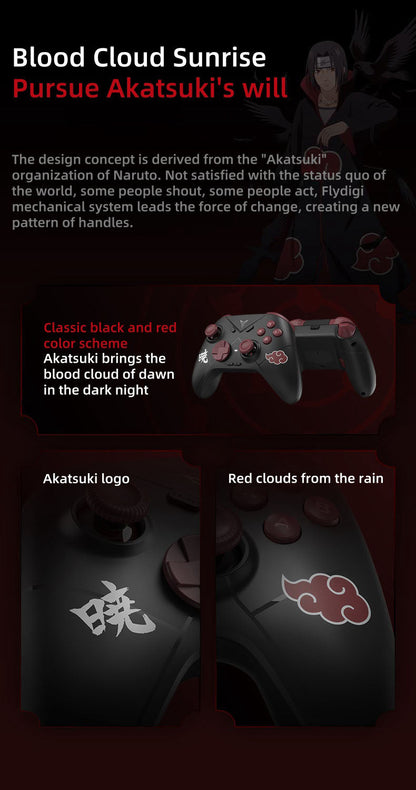 Naruto Akatsuki Cloud Wireless Game Controller, Anime Bluetooth Gamepad, No Drift Hall Joystick Gaming Controller, Custom Programmable Buttons Game Controller, Naruto Akatsuki Merch Gift for Anime & Game Fans