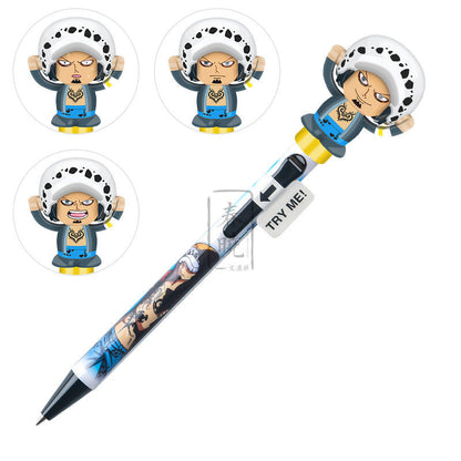 One Piece Anime Gel Pen, 3D Character Figure Topper Ballpoint Pen, Luffy Chopper Ace Law Collectible Writing Pen, Smooth Ink School Stationery, Birthday Gift for One Piece Fans Students