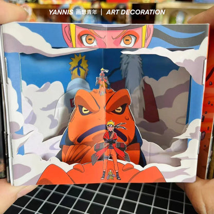 Naruto Anime Book Nook Paper Craft Kit, 3D Paper Cut Diorama Book, DIY Papercraft Scene Model, Anime Bookend Display Art Decor, Naruto Fan Handmade Gift