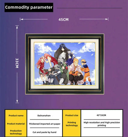 Naruto Anime 3D Paper Cut Shadow Box Framed Art, Handmade Layered Papercraft Wall Decor, Naruto Team 7 Character Painting Frame, Anime Fan Room Decor Gift