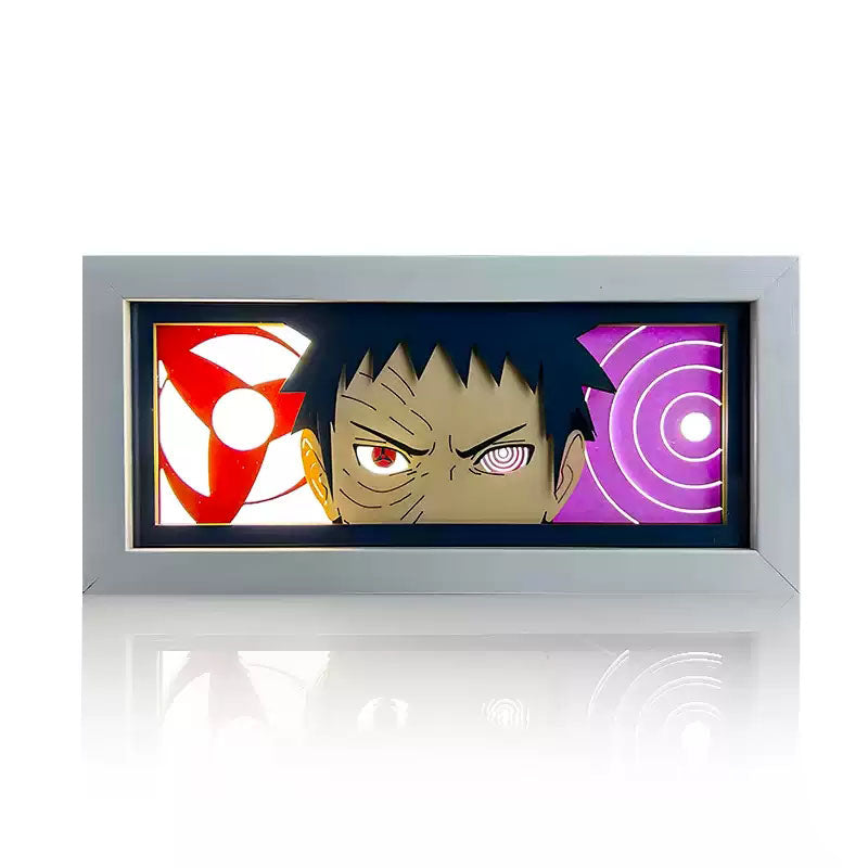 Naruto Anime Paper Cut Light Box, 3D Paper Carving LED Frame Lamp, Sharingan Character Night Light, Desktop Wall Art Decor, Collectible Anime Gift for Naruto Fans