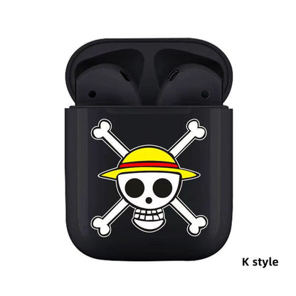One Piece Anime TWS Wireless Earbuds, Luffy Zoro Sanji Chopper Skull Logo Printed Bluetooth Earphones, Stereo In-Ear Headphones with Portable Charging Case, Anime Fan Gift Wireless Headset
