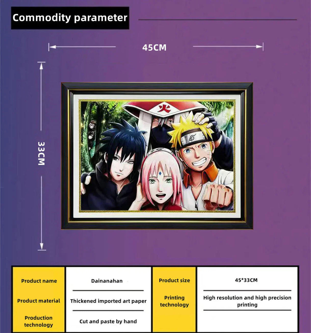 Naruto Team 7 3D Paper Cut Shadow Box Framed Art, Handmade Layered Papercraft Wall Decor, Anime Picture Frame, Fan Collectible Room Decor Gift