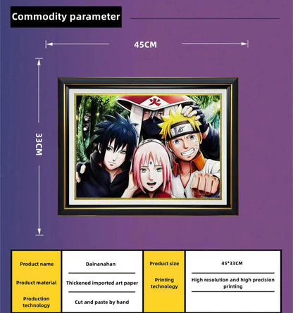 Naruto Team 7 3D Paper Cut Shadow Box Framed Art, Handmade Layered Papercraft Wall Decor, Anime Picture Frame, Fan Collectible Room Decor Gift
