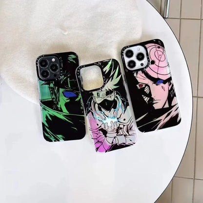 Naruto Anime Laser Holographic Phone Case for iPhone, Kakashi Pain Manga Art Print Shockproof Soft TPU Phone Cover, Iridescent Laser Flash Surface Slim Protective Phone Shell, Naruto Anime Fan Gift for iPhone