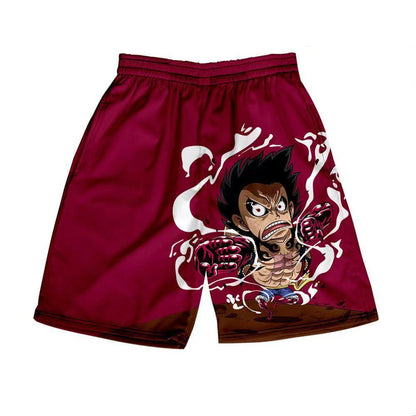 One Piece Anime Shorts, Luffy Zoro Sanji Chopper Printed Casual Beach Shorts, Elastic Waist Loose Short Pants, One Piece Merch Summer Swim Trunks for Men Anime Fans