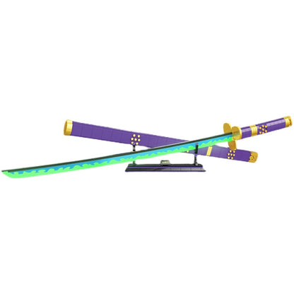 One Piece Roronoa Zoro Enma Sword Building Block Model, Luminous Blade Katana Toy with Display Stand & Gift Box, Anime Cosplay Prop Samurai Sword Bricks Kit, Collectible Decoration Gift for One Piece Fans