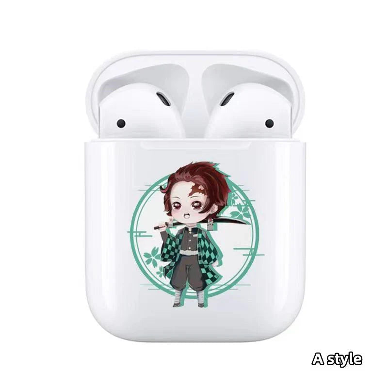 Demon Slayer Wireless Bluetooth Earbuds, Tanjiro Nezuko Zenitsu Giyuu Anime Print TWS Earphones, Touch Control Stereo Sound Headset, Portable Earbuds Case, Anime Fan Gift