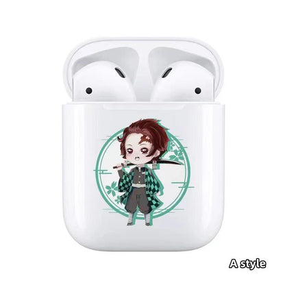 Demon Slayer Wireless Bluetooth Earbuds, Tanjiro Nezuko Zenitsu Giyuu Anime Print TWS Earphones, Touch Control Stereo Sound Headset, Portable Earbuds Case, Anime Fan Gift