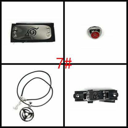 Naruto Cosplay Accessories Set, Metal Kunai Shuriken Leaf Village Headband, Sharingan Ring Necklace, Anime Ninja Prop Kit, Naruto Costume Collection Gift for Fans