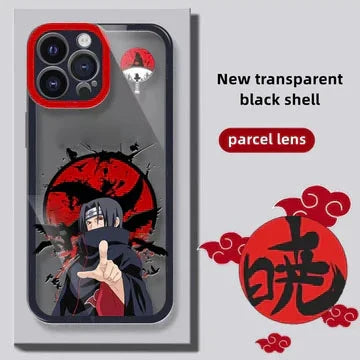 Naruto Anime Transparent Phone Case, Itachi Sasuke Naruto Gaara Pain Printed Shockproof Clear TPU Cover, Color Camera Frame Protective Case, Naruto Fan Phone Accessory Gift