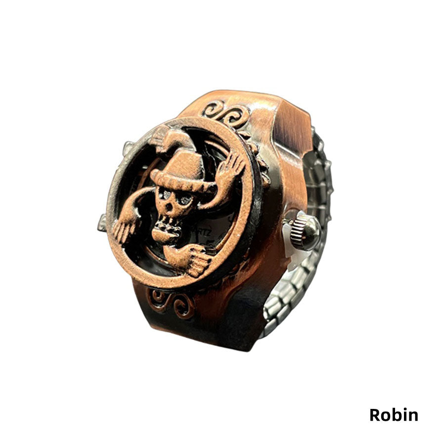 One Piece Straw Hat Pirates Skull Ring, Vintage Antique Metal Anime Ring, Adjustable Cosplay Statement Ring, Luffy Jolly Roger Symbol Jewelry, Collectible Anime Gift for One Piece Fans