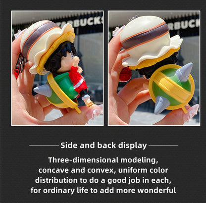 One Piece Figure Keychain, Anime Luffy Zoro Nami Sanji Law Sabo 3D PVC Doll Key Ring, Cute Cartoon Backpack Pendant Bag Charm, Collectible Keychain Gift for One Piece Anime Fans