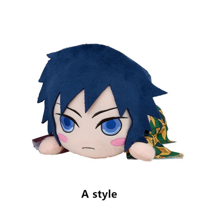 Demon Slayer Kimetsu no Yaiba Lying Plush Doll, Cute Anime Character Stuffed Pillow Plushie, Tanjiro Nezuko Zenitsu Inosuke Giyuu Shinobu Soft Toy, Anime Collectible Plush Gift for Fans