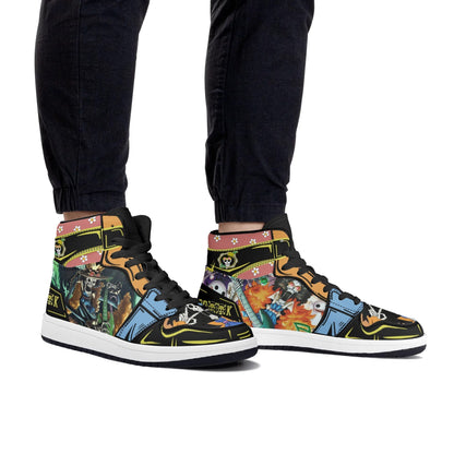 One Piece Brook Anime High Top Sneakers, Custom Printed Brook Skull Character Fashion Casual Shoes, One Piece Anime Streetwear Footwear, Anime Sneaker Gift for One Piece Fans