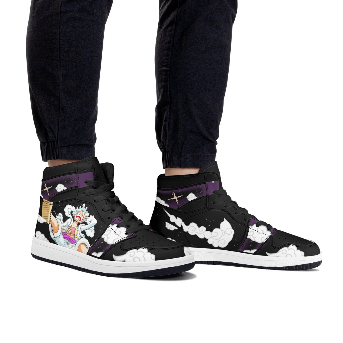 One Piece Luffy Gear 5 Anime High Top Sneakers, Custom Printed Nika Luffy Character Fashion Casual Shoes, One Piece Anime Streetwear Footwear, Anime Sneaker Gift for One Piece Fans