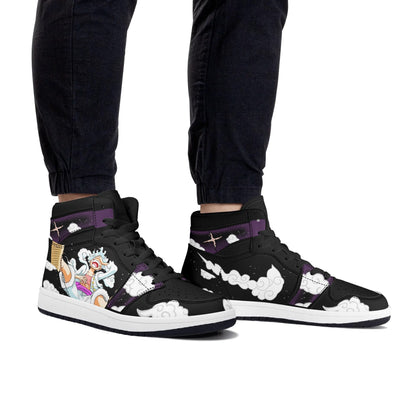 One Piece Luffy Gear 5 Anime High Top Sneakers, Custom Printed Nika Luffy Character Fashion Casual Shoes, One Piece Anime Streetwear Footwear, Anime Sneaker Gift for One Piece Fans