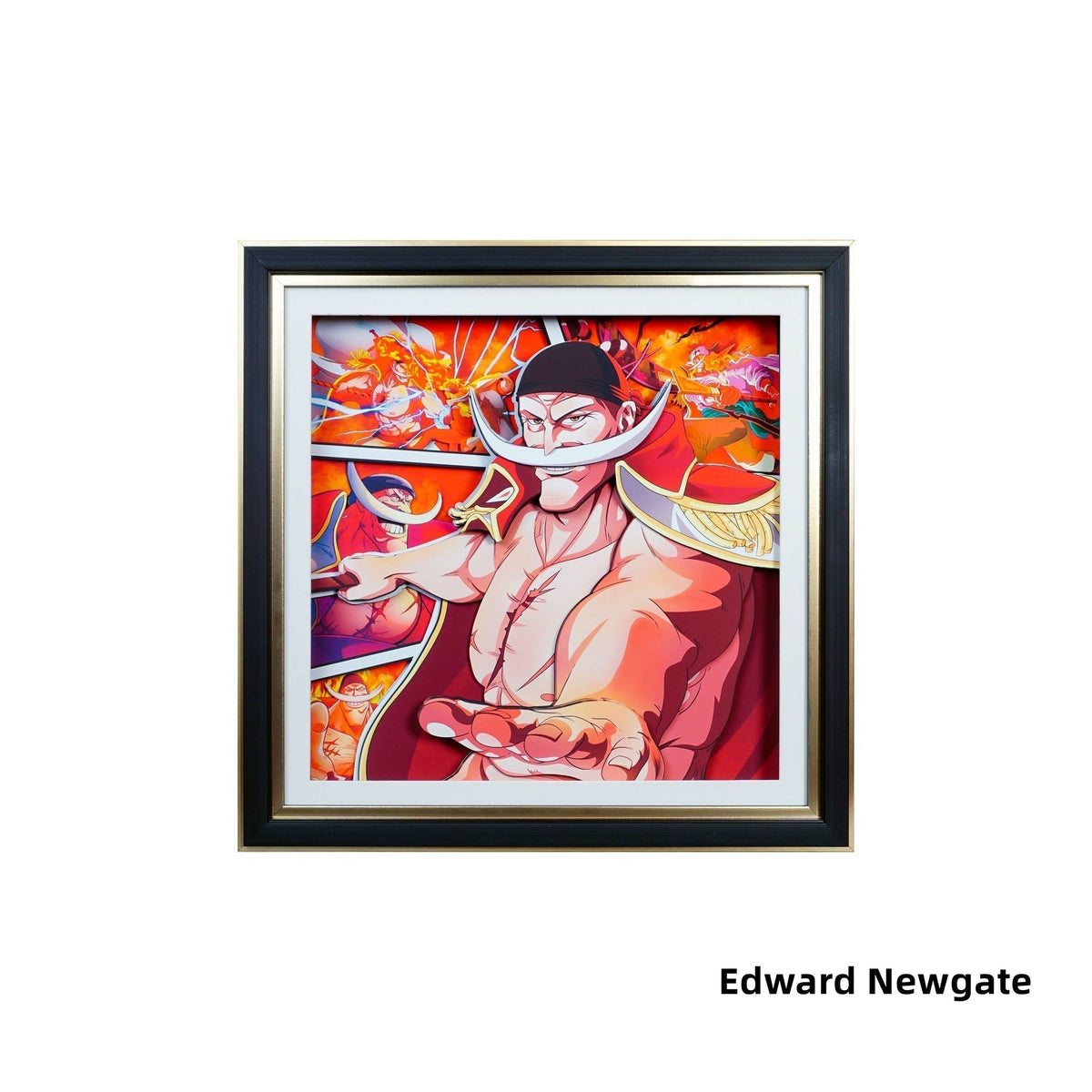 One Piece Monkey D. Luffy Nika Form 3D Paper Carving Art Frame, Anime Handcrafted Layered Paper Cut Wall Art Decor, Framed Anime Poster Desktop Display Painting, Collectible Wall Decoration Gift for One Piece Fans