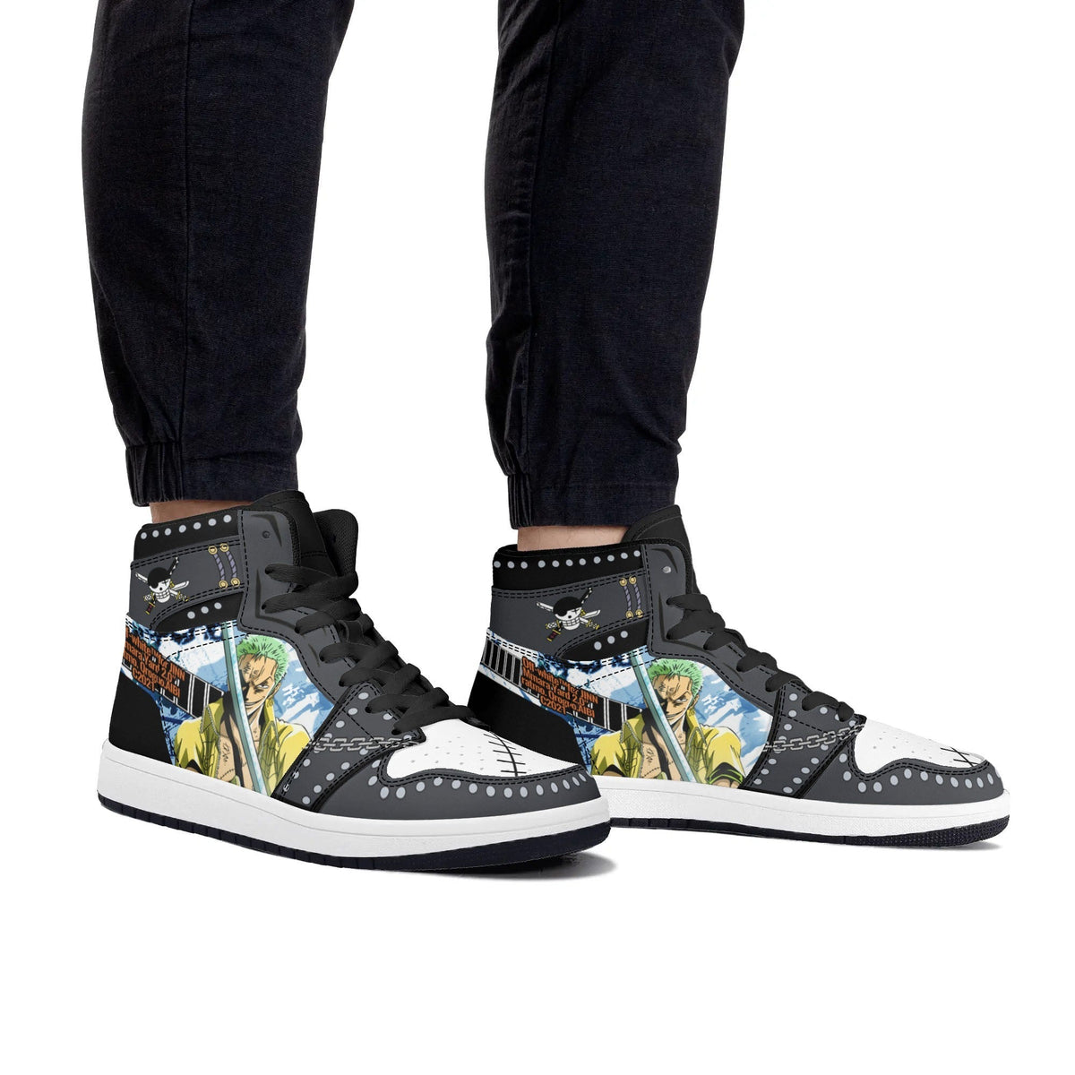 One Piece Roronoa Zoro Anime High Top Sneakers, Custom Printed Zoro Character Fashion Casual Shoes, One Piece Anime Streetwear Footwear, Anime Sneaker Gift for One Piece Fans