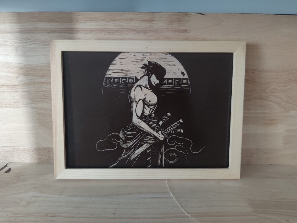 One Piece Roronoa Zoro Hand Carved Art Painting, Anime Zoro Hand Engraved Wood Artwork, One Piece Character Hand Carving Wall Decor, Collectible Handmade Art Gift for One Piece Fans