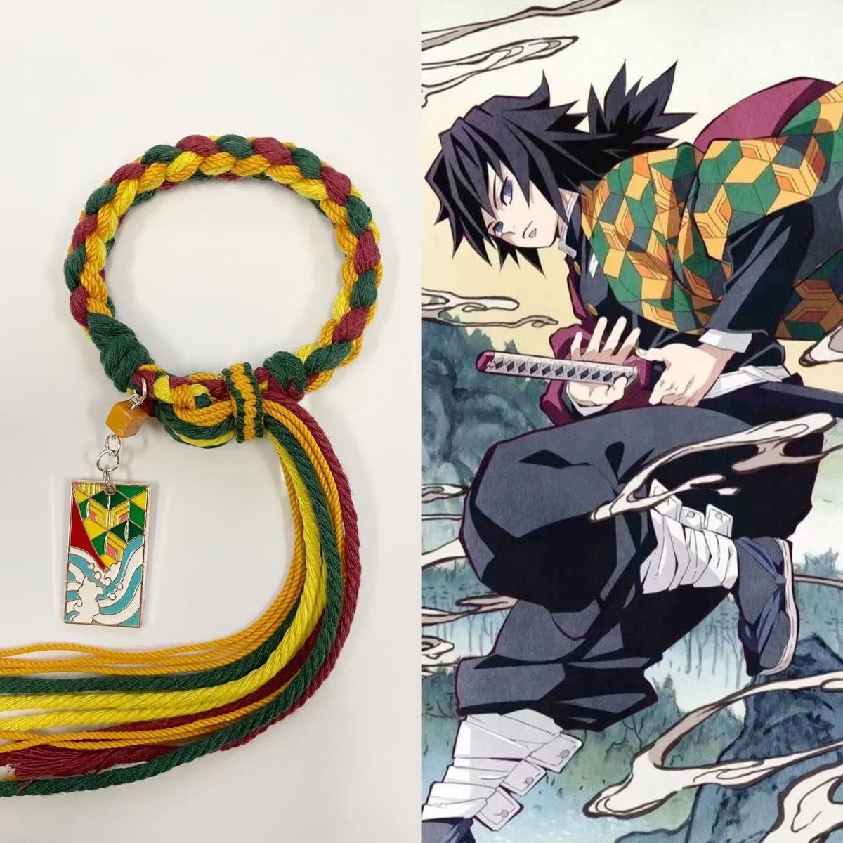 Demon Slayer Anime Braided Rope Bracelet, Kimetsu No Yaiba Character Themed Handmade Wristband, Tanjiro Nezuko Zenitsu Rengoku Cosplay Tassel Bracelets, Anime Jewelry Gift for Demon Slayer Fans