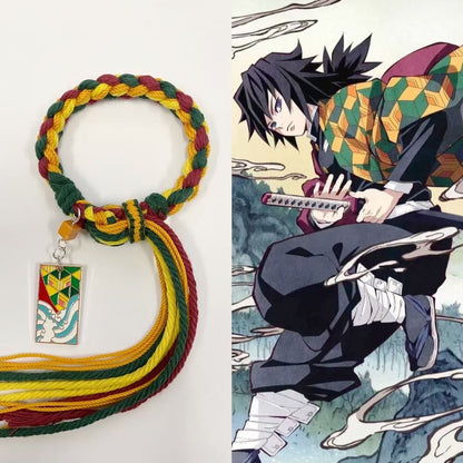 Demon Slayer Anime Braided Rope Bracelet, Kimetsu No Yaiba Character Themed Handmade Wristband, Tanjiro Nezuko Zenitsu Rengoku Cosplay Tassel Bracelets, Anime Jewelry Gift for Demon Slayer Fans