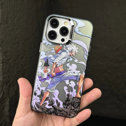 One Piece Anime Phone Case for iPhone, Monkey D Luffy Gear 5 & Roronoa Zoro HD Art Print Shockproof Protective IMD Hard Back Cover, One Piece Manga Character Phone Shell for iPhone Series Anime Merch
