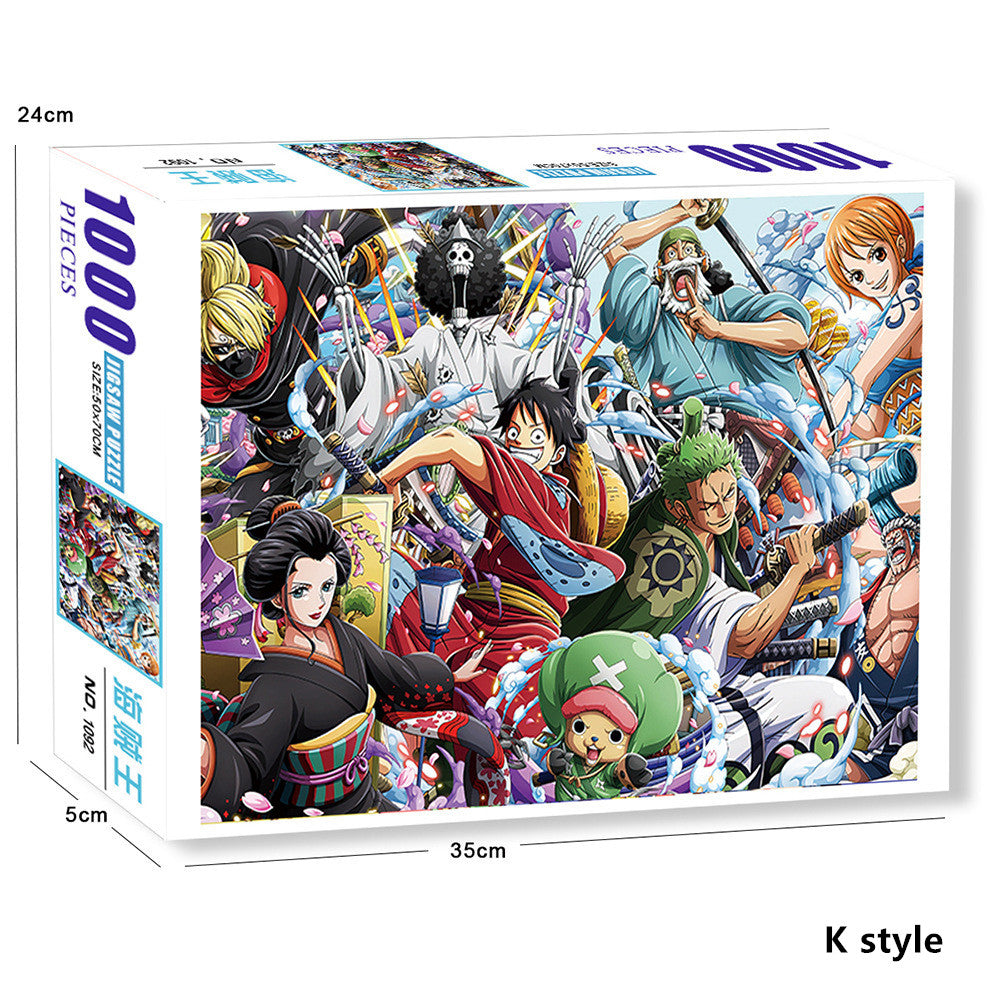 One Piece Anime Jigsaw Puzzle 1000 Pieces, Luffy Zoro Straw Hat Crew Collectible Puzzle, Challenging DIY Puzzle Game, Educational Toy & Wall Art Decor, Gift for One Piece Anime Fans