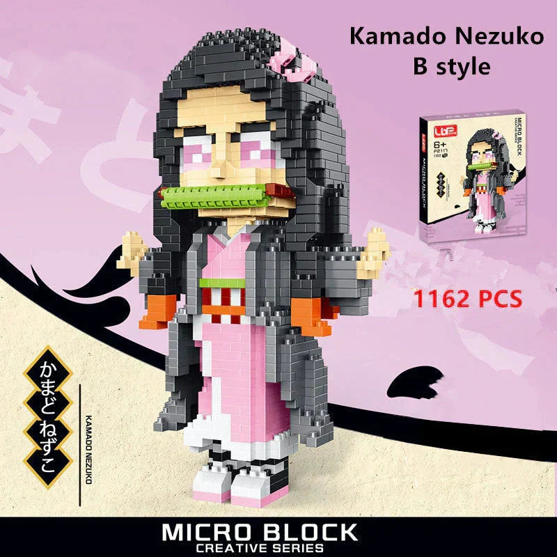 Demon Slayer Micro Building Blocks Set, Anime Character Mini Brick Figure, Tanjiro Nezuko Zenitsu Inosuke Rengoku Giyuu DIY Assembly Model, Collectible Anime Statue Toy, Gift for Anime Fans
