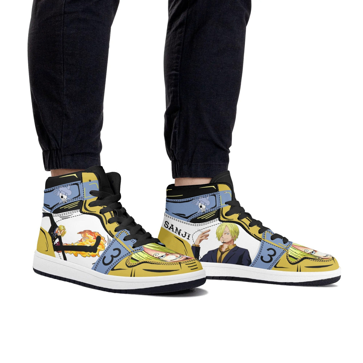One Piece Sanji Anime High Top Sneakers, Custom Printed Sanji Character Fashion Casual Shoes, One Piece Anime Streetwear Footwear, Anime Sneaker Gift for One Piece Fans