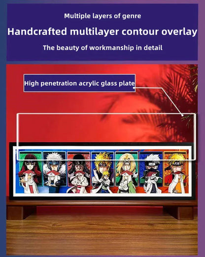 Naruto All Seven Hokages Long 3D Paper Cut Shadow Box Framed Art, Handmade Layered Papercraft Wall Decor, Anime Picture Frame, Fan Collectible Decor Gift