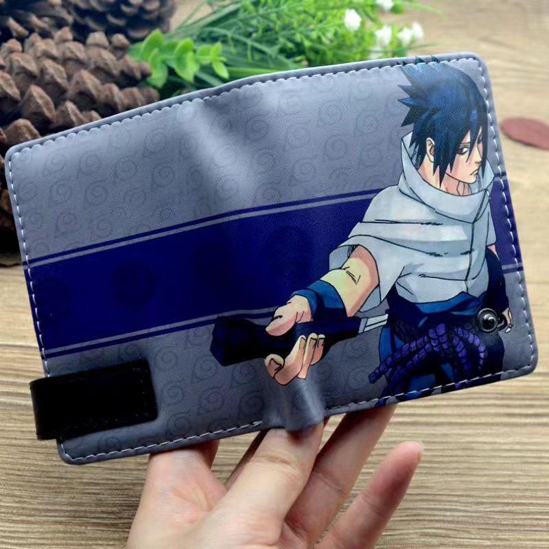 Naruto Anime Bifold Wallet, Multiple Character Printed PU Leather Short Purse, Snap Button Card Holder Cash Pocket Wallet, Naruto Itachi Sasuke Kakashi Naruto Merch Wallet Gift for Anime Fans
