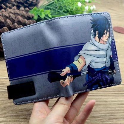 Naruto Anime Bifold Wallet, Multiple Character Printed PU Leather Short Purse, Snap Button Card Holder Cash Pocket Wallet, Naruto Itachi Sasuke Kakashi Naruto Merch Wallet Gift for Anime Fans
