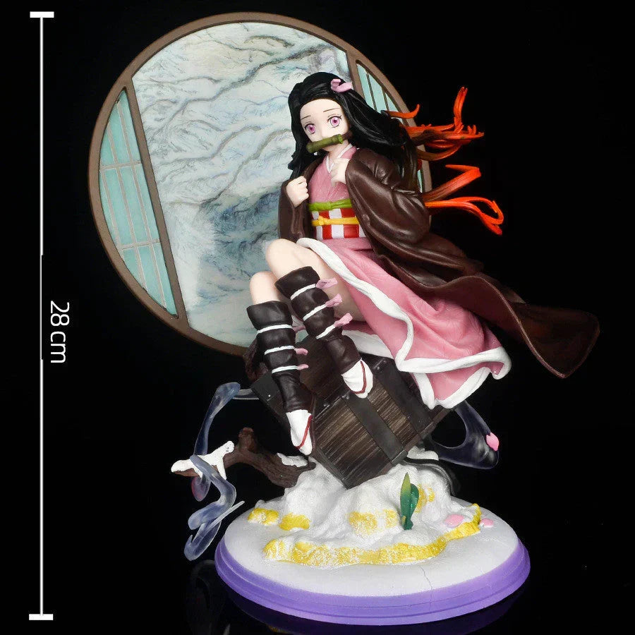 Demon Slayer Kimetsu no Yaiba GK Anime Figure, Tanjiro Rengoku Nezuko Giyu Character Statue with Special Effects Base, PVC Collectible Model Figurine, Anime Desk Decoration Gift for Demon Slayer Fans