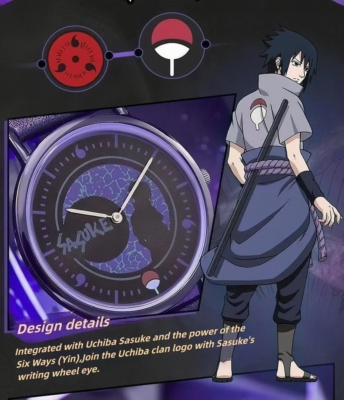 Naruto Anime Character Quartz Watch, Uchiha Sasuke Itachi Kakashi Naruto Wrist Watch, Vintage PU Leather Strap Analog Watch, Anime Cosplay Accessory Collectible Gift for Naruto Fans