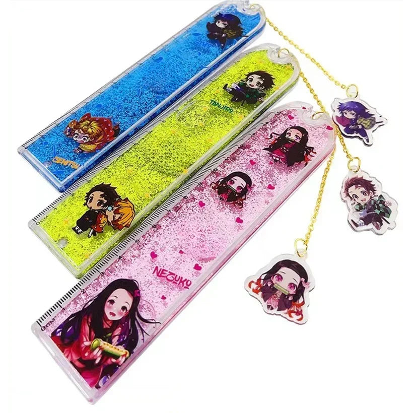 Demon Slayer Quicksand Acrylic Bookmark, Anime Tanjiro Nezuko Zenitsu Inosuke Glitter Liquid Floating Bookmark, Cute Character Pendant Book Marker, Reading Page Holder, Demon Slayer Fan Collectible Gift