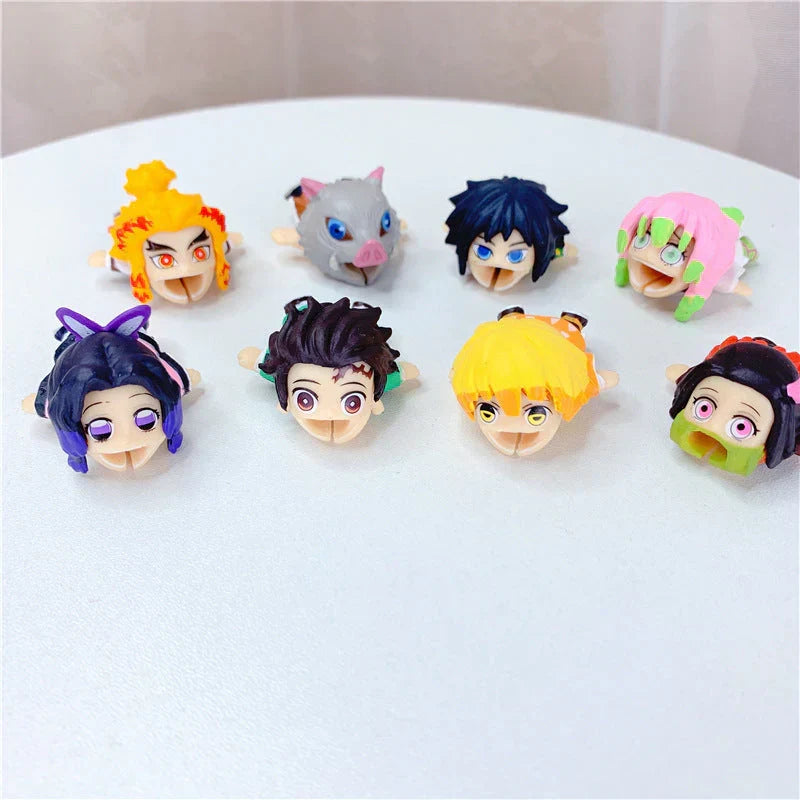 Demon Slayer Anime Cable Bite Protector, Cute Kimetsu no Yaiba Cable Saver, Cartoon Character Charger Cord Protector, Anti-break Cable Sleeve, Demon Slayer Collectible Cable Accessories, Gift for Anime Fans