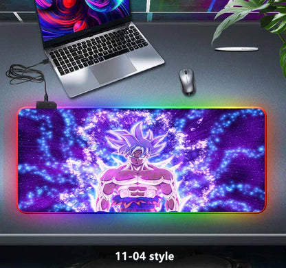 Dragon Ball Z RGB Large Mouse Pad, Anime DBZ Goku Vegeta Frieza Extended Gaming Mousepad with LED Rainbow Light, Non Slip Rubber Base Desk Mat for PC Keyboard Laptop, Dragon Ball Fan Decor