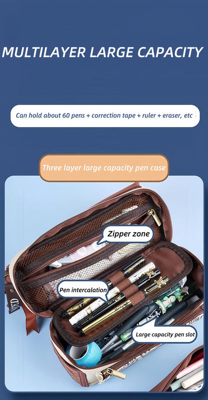 One Piece Anime Pencil Case, Luffy Zoro Sanji Chopper Wanted Poster Large Capacity Pen Bag, Multi-layer Canvas Stationery Storage Pouch, Anime School Supplies Gift for One Piece Fans
