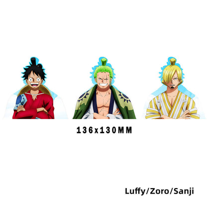 One Piece 3D Motion Stickers, Anime Lenticular Changing Car Stickers, Luffy Zoro Nami Chopper Sanji Waterproof Decals for Car Laptop Water Bottle, One Piece Anime Merch Decor