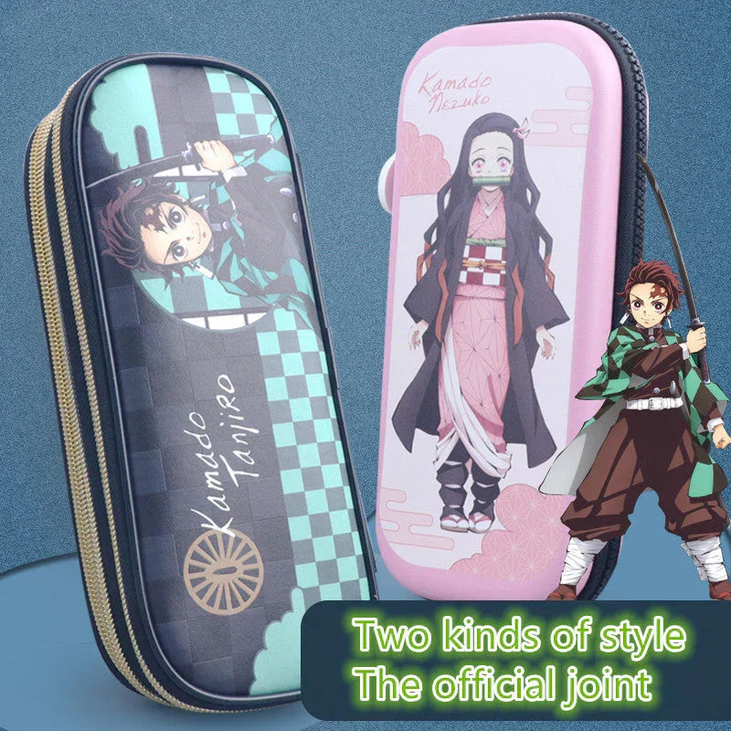 Demon Slayer Kimetsu no Yaiba Pencil Case, Hard Shell EVA Anime Pencil Box, Large Capacity Stationery Storage Bag, Tanjiro Nezuko Zenitsu Inosuke Pen Pouch, School Supplies for Students, Anime Merch Gift