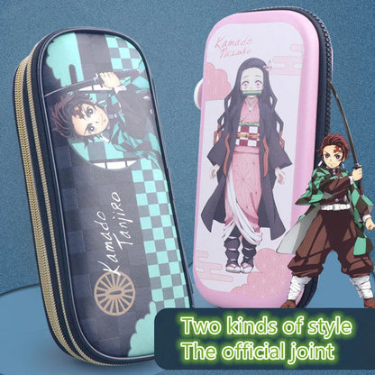 Demon Slayer Kimetsu no Yaiba Pencil Case, Hard Shell EVA Anime Pencil Box, Large Capacity Stationery Storage Bag, Tanjiro Nezuko Zenitsu Inosuke Pen Pouch, School Supplies for Students, Anime Merch Gift